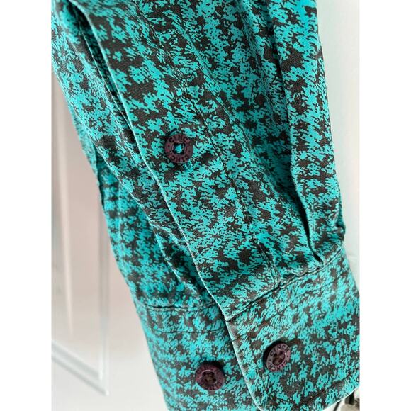 Cinch Black on Blue Print Button Front Classic Fit Shirt size Small - Picture 7 of 8